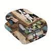 Cozy Fleece Blanket with Cute French Bulldog Design Soft for Sofa, Camping Travel All-Season Must-Have for Home Outdoor Scenes