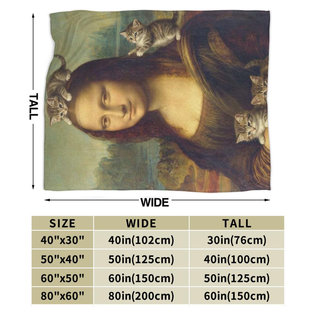 Cat Mom Mona Lisa Soft Comfy Blankets Trend Picnic Bedding Throws Couch Chair Flannel Bedspread Sofa Bed Cover
