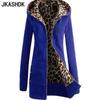 Damenmode Casual Leopard Print Herbst Winter Langarm Kapuzenjacken & Mäntel