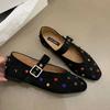 Luxury Rhinestones Fashion Shallow Women Ballet Flats Shoes Female Crystal Footwear Buckle Strap Ladies Flats Mary Janes Shoes