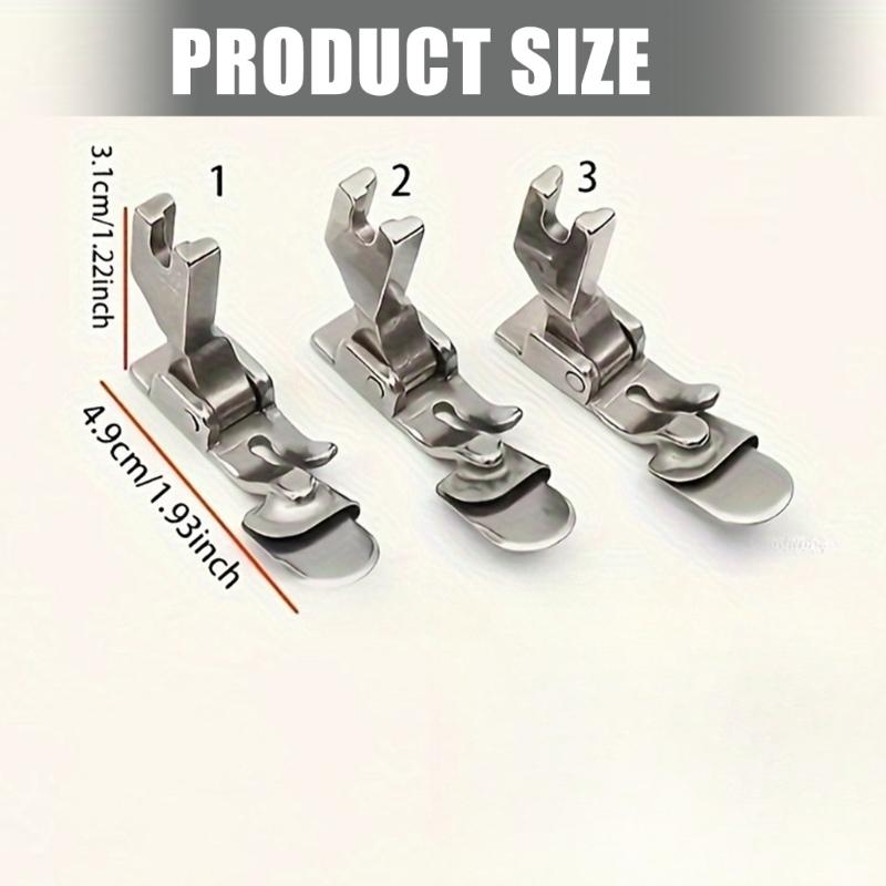 Packung mit 3 Stahl-Säumenähfüßen für Nähmaschinen Bügelfreies Design Exaktheit Randfalten Langlebiges Metallzubehör