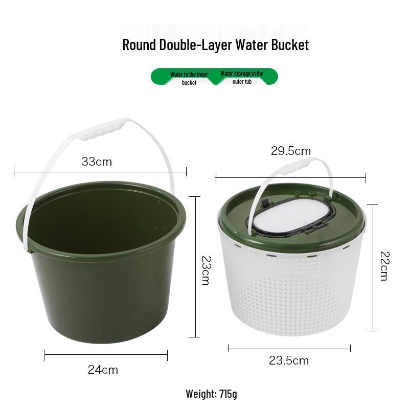 Double-Layer Handheld Fish Bucket with Aerator - Multi-Function Fishing Gear