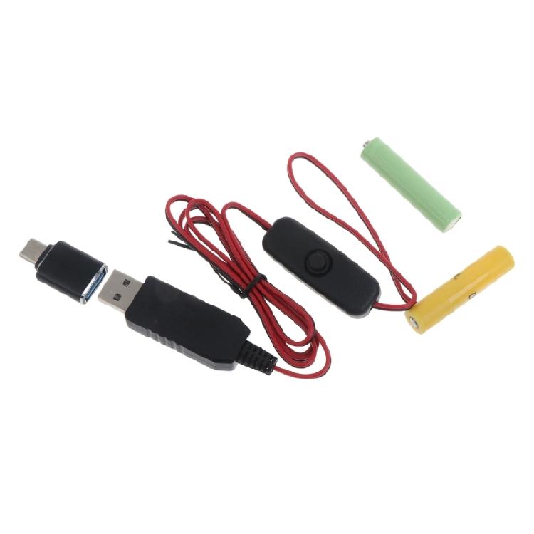 

2m/6.56ft Universal Type-C/USB to 3V AAA Dummy Battery Power Cable with Switch 1