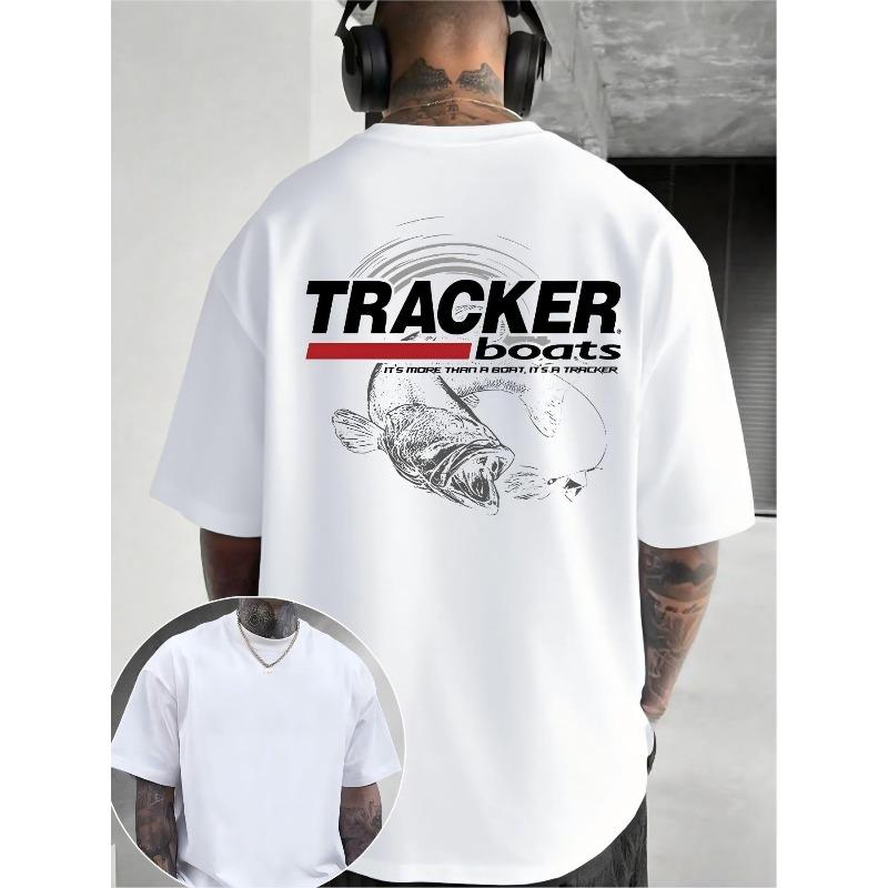 European sizes Men s t-shirt boats Printed t-shirt Designed for fishing enthusiasts-Trendy white t-shirt decorated with fish pattern S