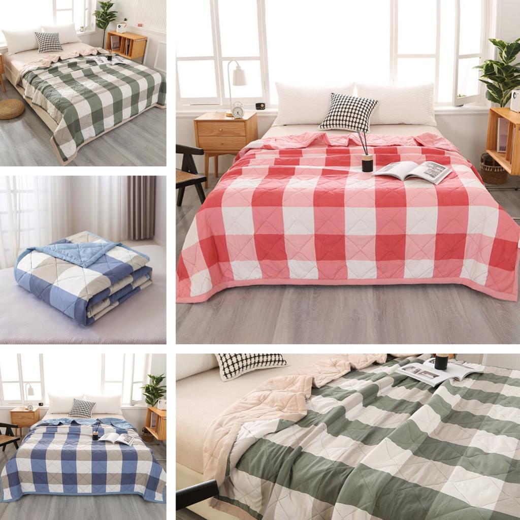 Quilt Washed Cotton Air Condition Thin Comforter Blanket Bedspread For Single Double Queen King Bed Coverlet Plaid Summer