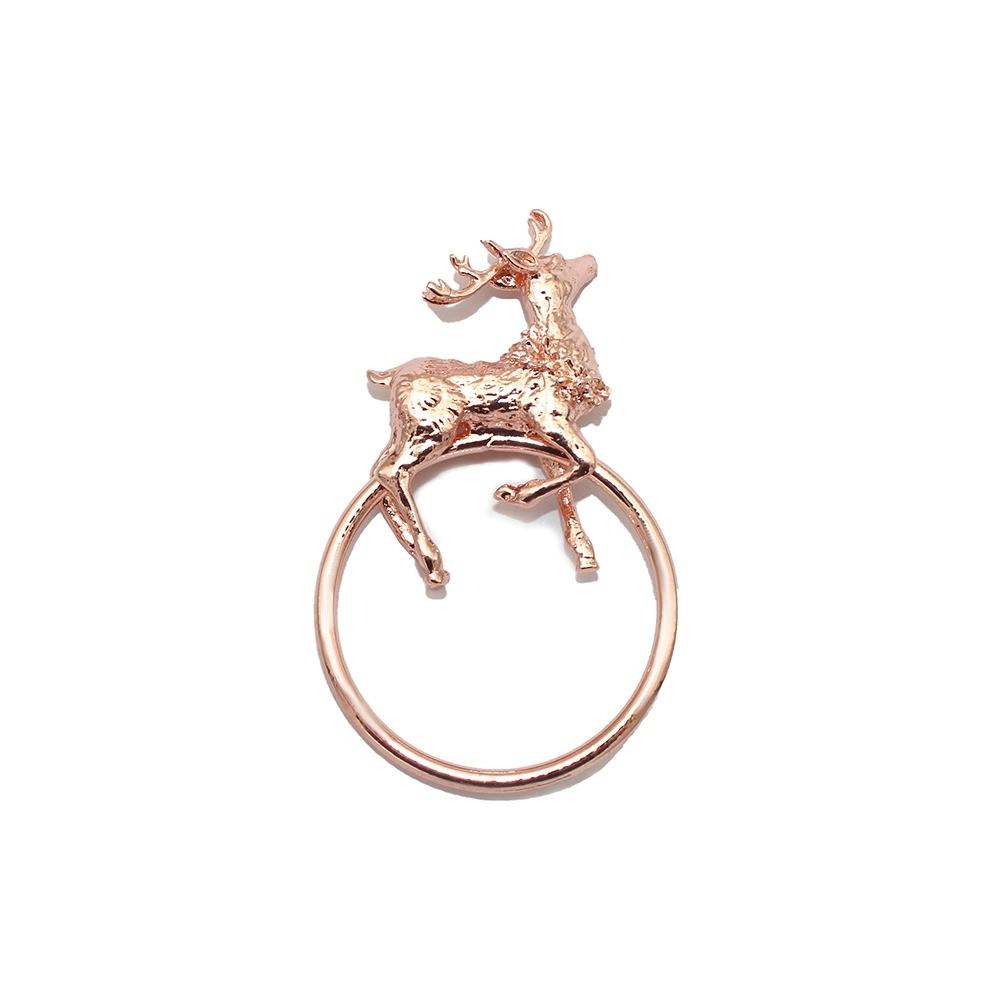 

10 шт. Рождественские олени, кольца для салфеток, держатели для салфеток из металла, для рождественского украшения дома, украшения в канун Нового года розового золота