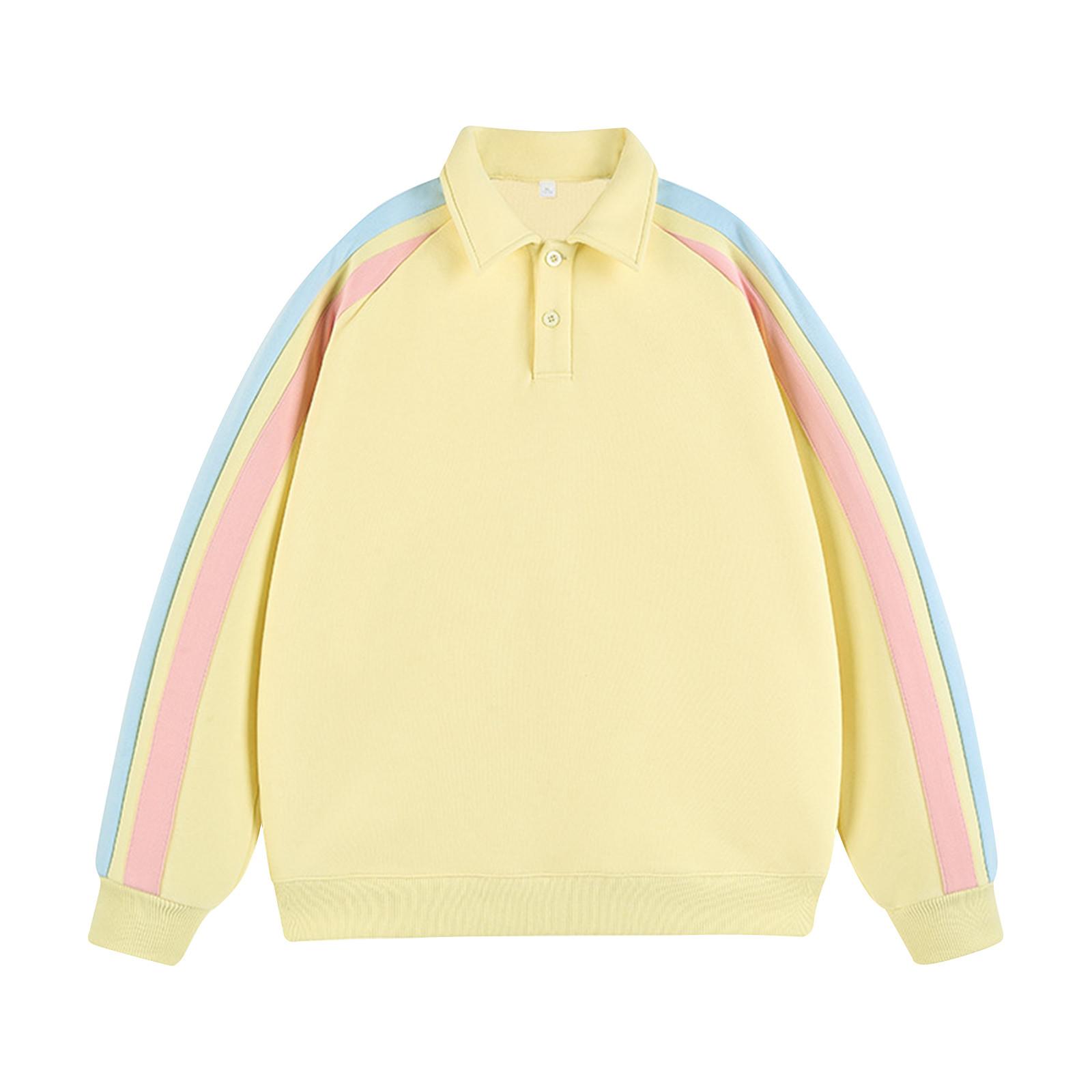 

Толстовка с отложным воротником и заплатками на плечах, повседневный спортивный топ XL жёлтый