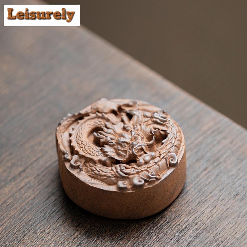 Old Rock Mud Auspicious Dragon Teapot Cover Holder Japanese Cover Frame Lid Bracket Zisha Pot Lid Shelf Tea Services Decoration