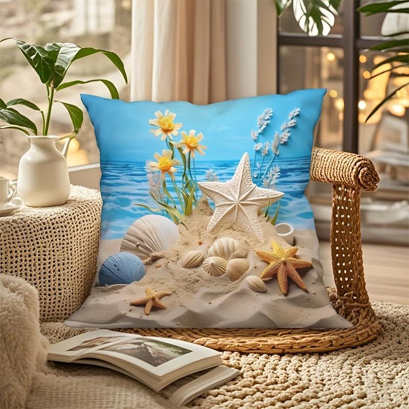 Pillowcases Decorated with Beach Shells and Starfish