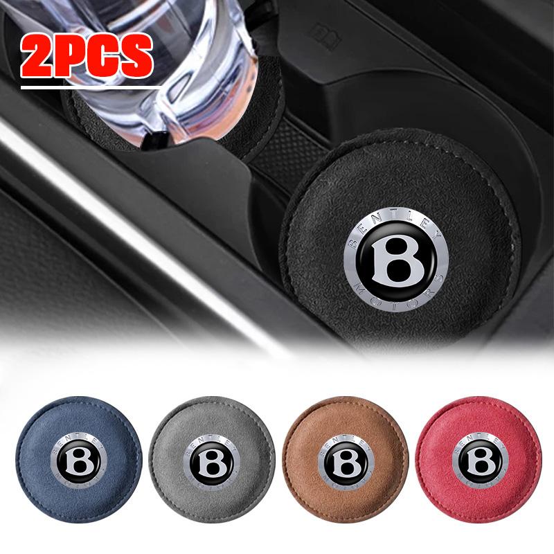 2Pcs Car Coaster For New Bentley Flying Spur Continental GT Bentayga Mulsanne Non-Slip Water Cup Pad Holder Interior Accessories HS2