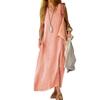 Women V Neck Pullover Cotton Linen Dresses Solid Color Loose Waist Dress Female Summer Daily Comfortable Casual Sleeveless Gown