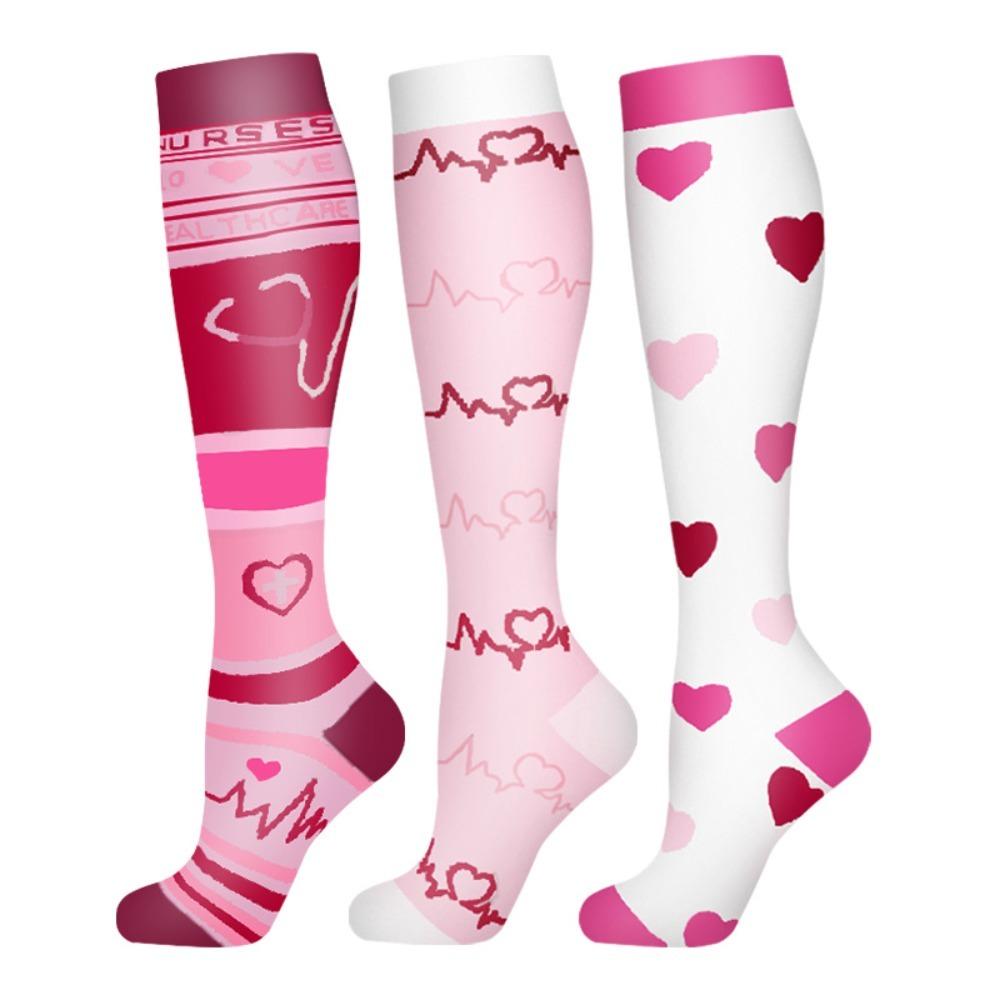 3 Pairs Breathable Compression Socks Soft Nurse Calf Pressure Leg Socks  for Outdoor Sports