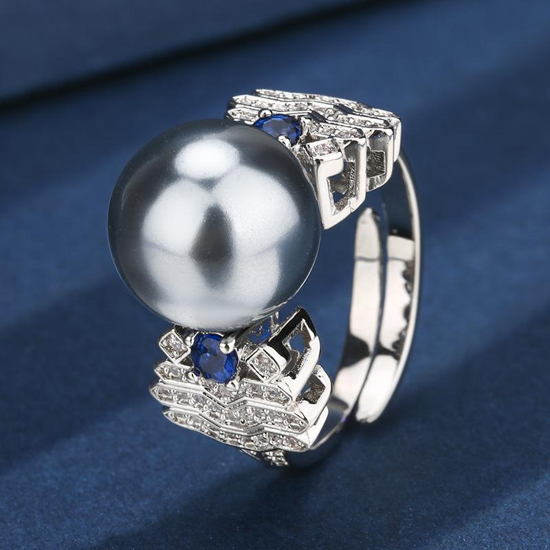 Популярные украшения Медное основание Позолоченный Инкрустированный серым жемчугом Набор рождественской елки Женский 16-12 мм