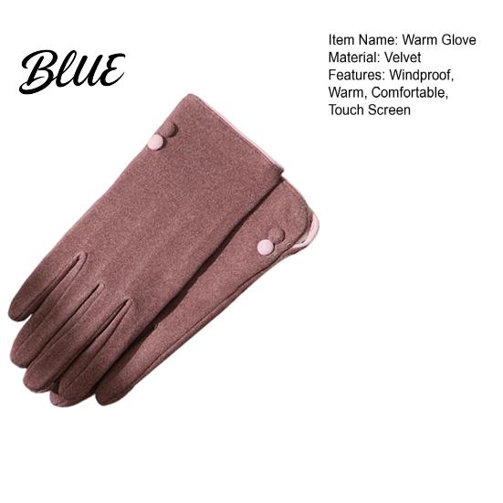 Button Wrist Gloves And Warm Weather Touch Women Cold Winter for Screen Soft Velvet Windproof