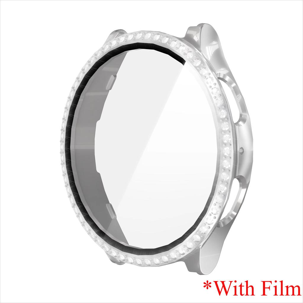 Glass+Diamond Case for Samsung Galaxy Watch 7 40 44mm Accessories Bling PC Bumper+Screen Protector for Galaxy Watch 7 Cover Case