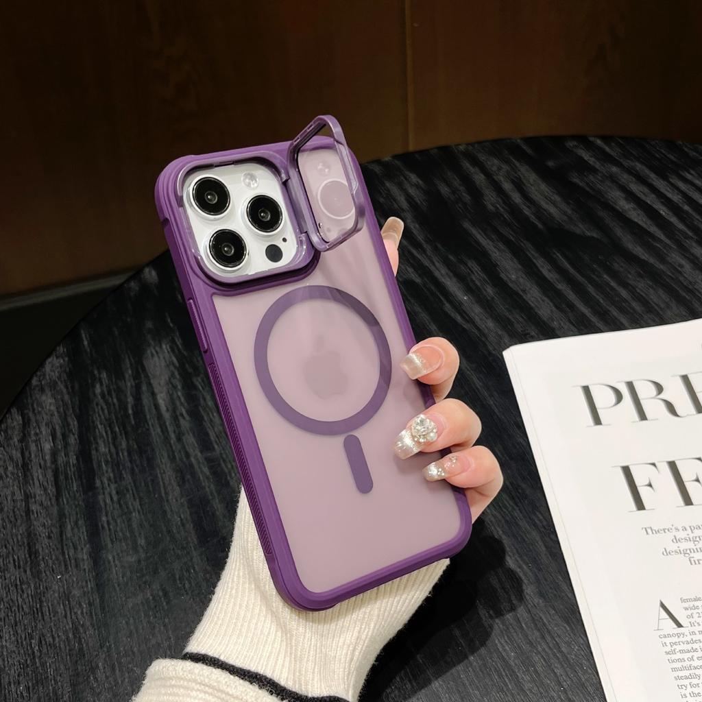 Luxury Bracket Stand Magnetic Phone Case for iPhone 16 15 14 Plus 13 12 11 16 Pro Max With Lens Protection Cover for Magsafe