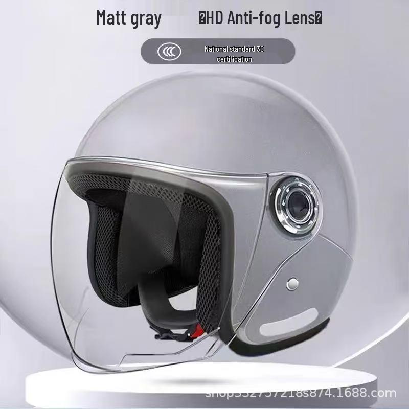 3C Certified Unisex Retro Half Helmet with Anti-fog Lens - Lightweight & Fashionable Safety Helmet