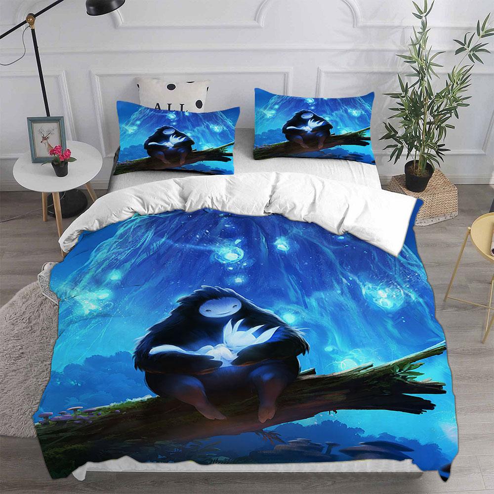 3D Game Ori and the Blind Forest Bedding Sets Comforter Quilt Bed Cover Duvet Cover Pillow Case 2-3 Pieces Sets Kids Adult Size