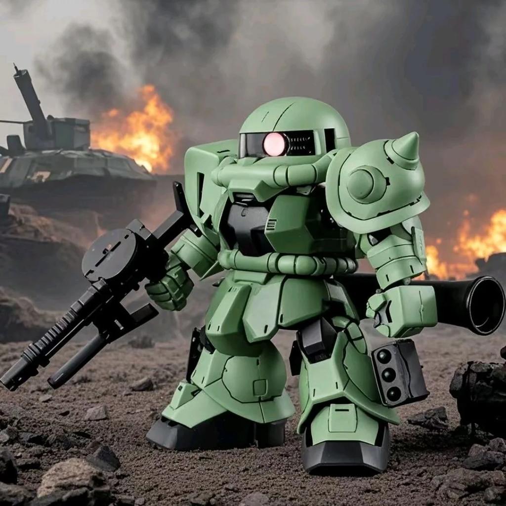 Cute Assembly Model Toy Zaku Ii Mass Production Een Version Q Version Mobile Suit Robot Model Kit for Ages 8 And Above Gift
