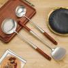 Stainless Steel Ladle Strainer Scoop with Wooden Handle Frying Skimmer Kitchen Spatula Cooking Utensil for Noodles Pasta Vegetable