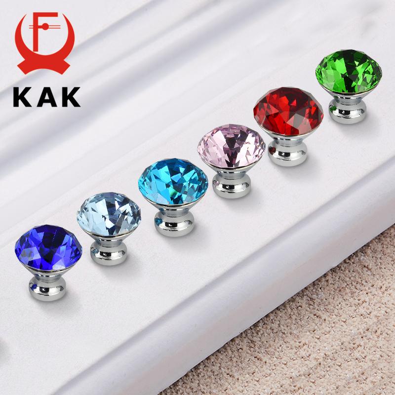 KAK 30mm Kitchen Cabinet Handles Diamond Shape Design Crystal Glass Knobs Cupboard Pulls Drawer Knobs Furniture Handle Hardware
