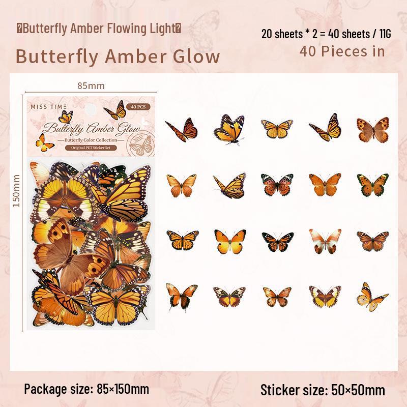 Butterfly Scenery Stickers: 40-Sheet PET Collection