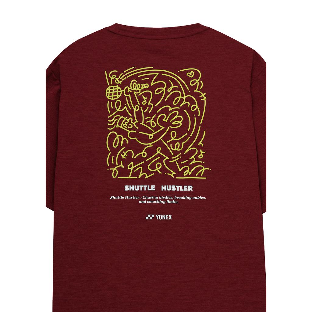 YONEX 253Ts054U Burgundy Unisex Line Art Graphic Short Sleeve T-Shirt