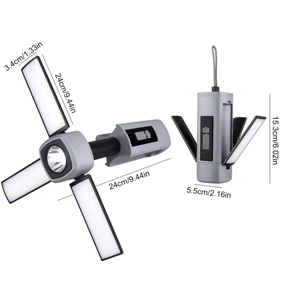 1PC High Power LED Flashlight Foldable Portable Lantern Digital Display 360° Rotation Lamp Strong Magnetic Attract for Emergency Camp