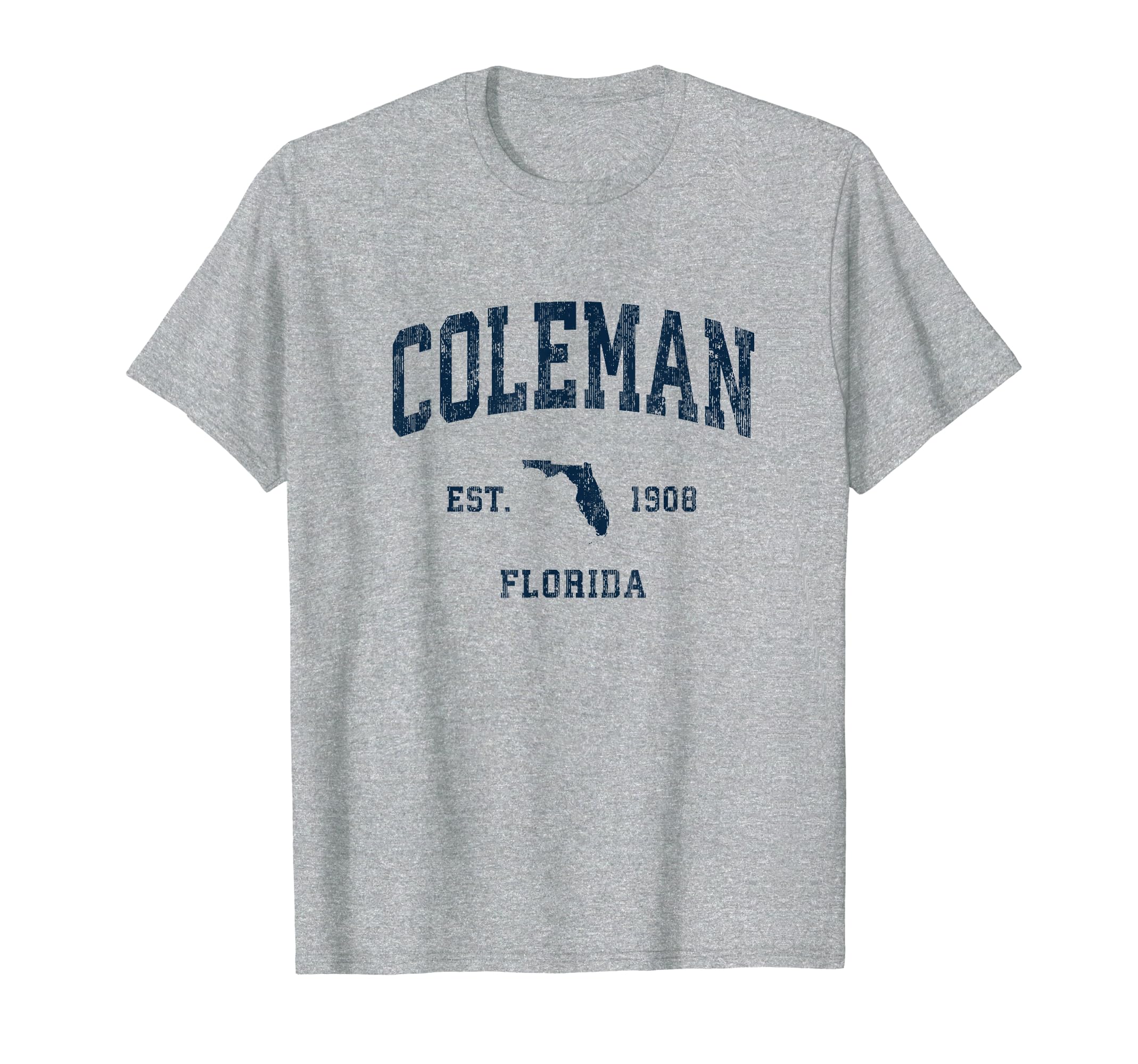 

Coleman Florida FL Vintage Athletic Navy Sport Design T-Shirt серый