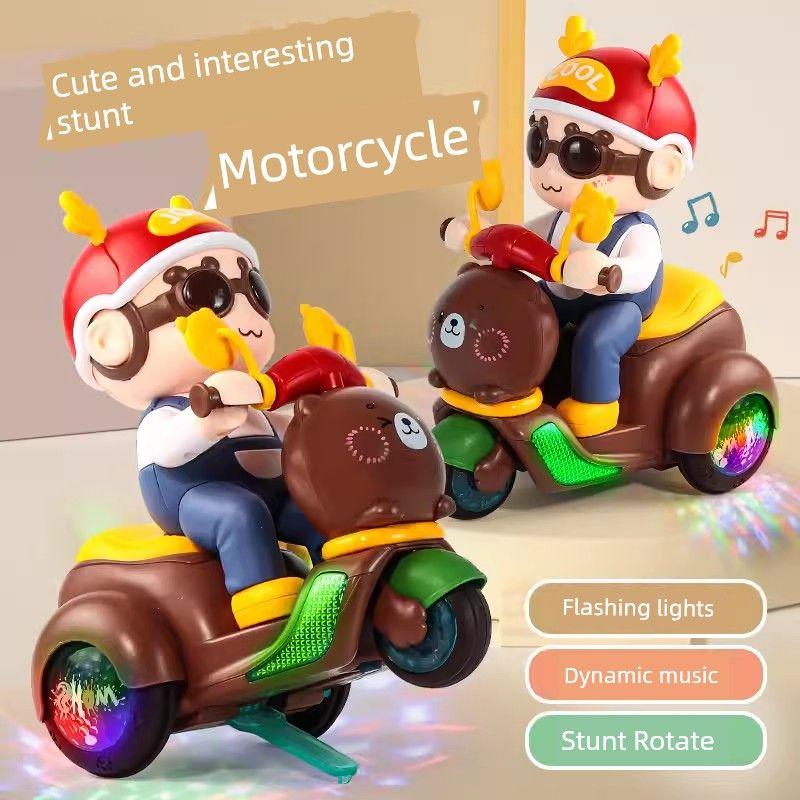 

Kids Educational Electric Stunt Tricycle Toy 0 1 Year Old 3 Sound Moving Boys and Girls Dancing 360 Degrees Rotate Ludi Motorcycle Ordinary version: 3 batteries