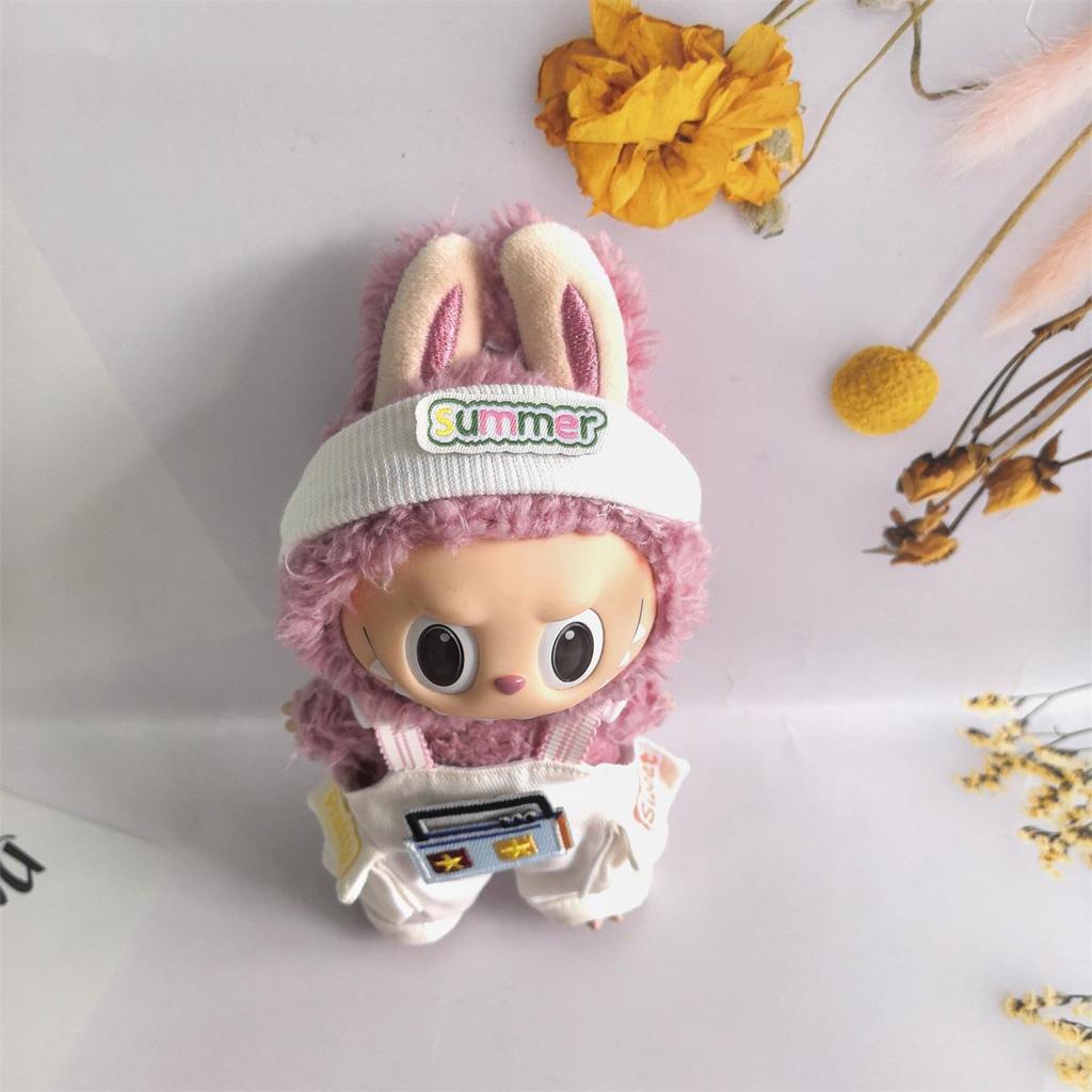 17cm Labubu Plush Doll Outfit Set: Generations 1-3, Pendant, Replacement Clothes, Headband, Overalls, Figurine.