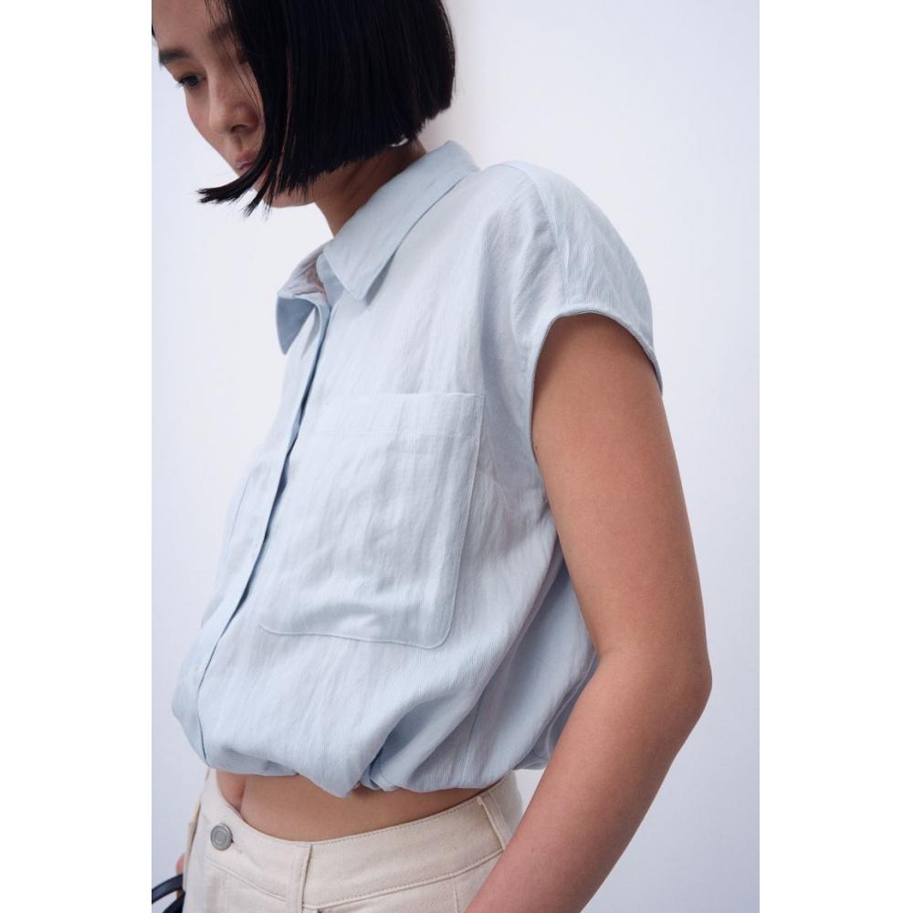 

Блузка HM с кулиской, светло-голубая