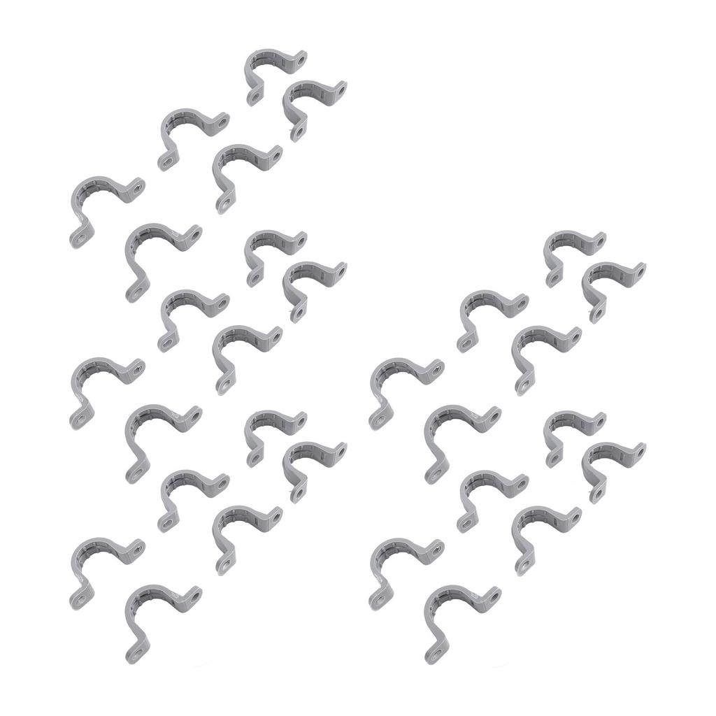 30Pcs Electrical Conduit Clamp 2 Holes PVC Flexible U Bracket Pipe Strap for Telephone HVAC Refriger