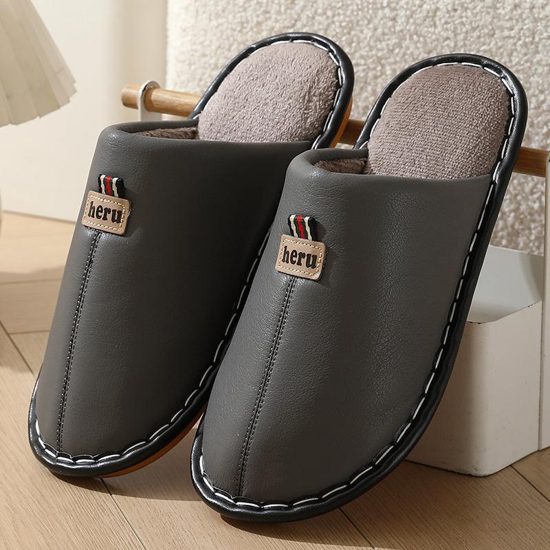 

Fashion Classic PU Leather Slippers Male Indoor Unisex Shoes Men 2025 Fashion Man Leather Shoes Home Slippers Waterproof pantuflas mujer 44-45