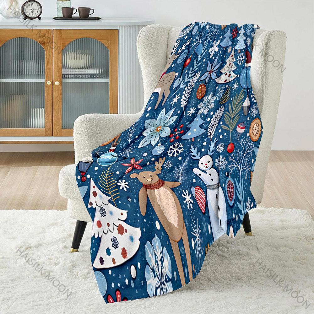 

Christmas elements reindeer and snowman Pattern Blanket Warm Soft Fluffy Kids and Adults Sofa Bed Blanket Holiday Gifts 75x90cm