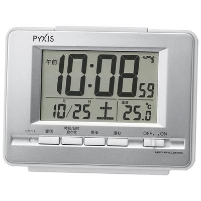 Clock Alarm Clock Radio Digital Calendar Temperature Display PYXIS Silver Metallic NR535W SEIKO
