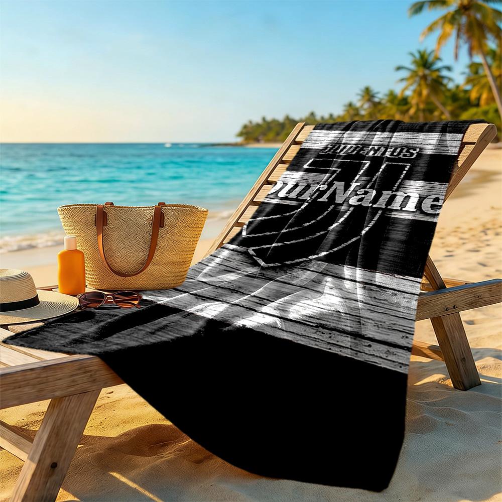 Juventus Customizable Name Beach Towel Soft Durable Quick-Dry Perfect for Traveling Yoga Camping and Swimming