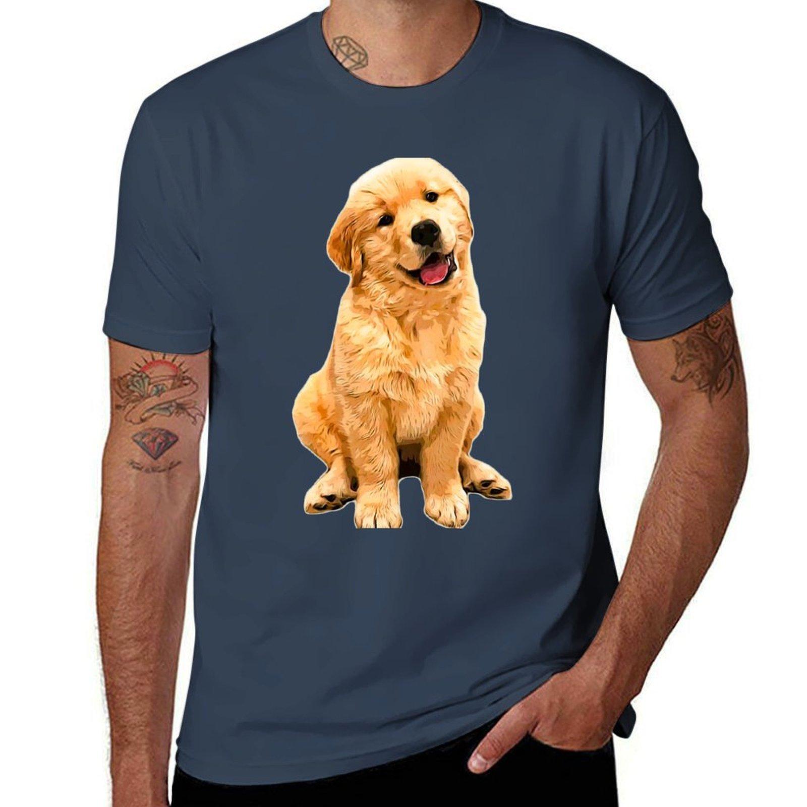 Golden Retriever Puppy Dog Head Tilt Tshirt Construction Work Tee Shirt S