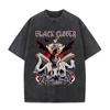 Washed Anime Black Clover Logo Graphic Print T-shirt Harajuku Summer Fashion Casual Cotton Oversized T-shirts Tops Streetwear