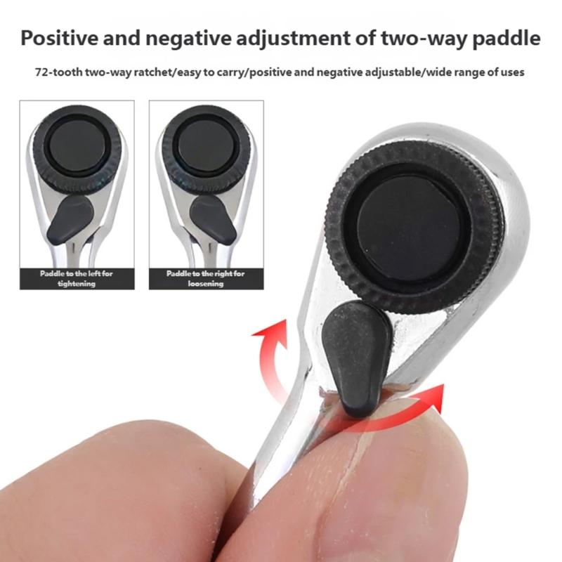 1/4" Drive Ratchet Handle 360 Swivels Head Mini Ratchet Wrench Antiskid Handle For Electronics Repair