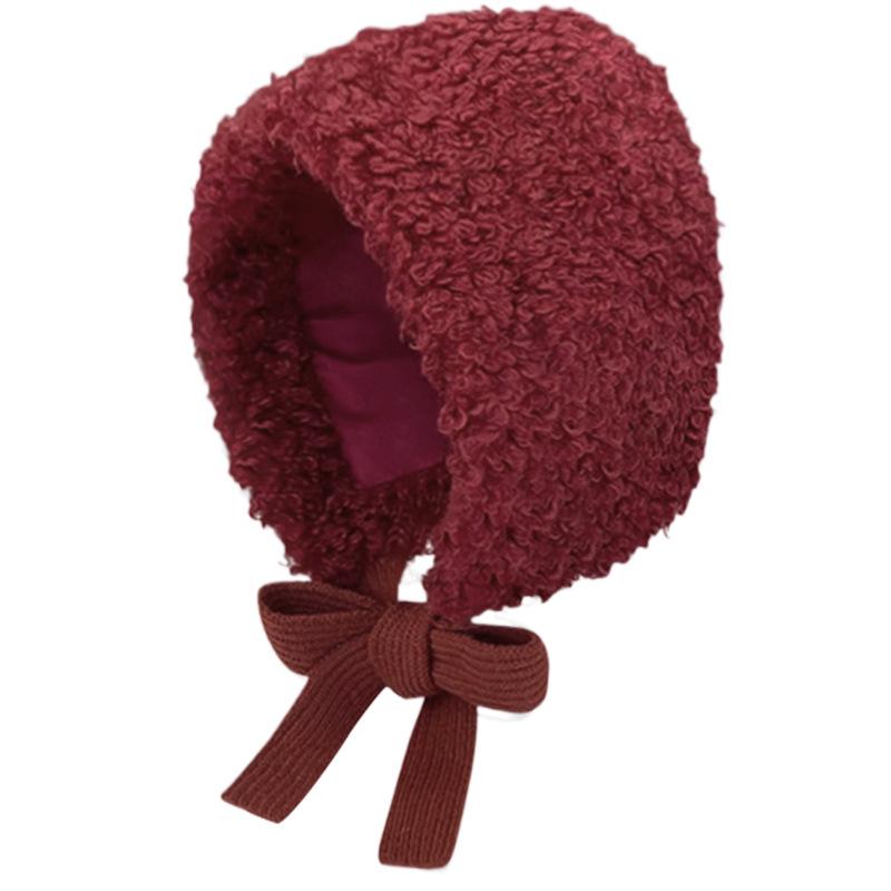 Ancola Red Riding Hood Women's Warm Burgundy Plush Cycling Ear Muffs Witch Hat
