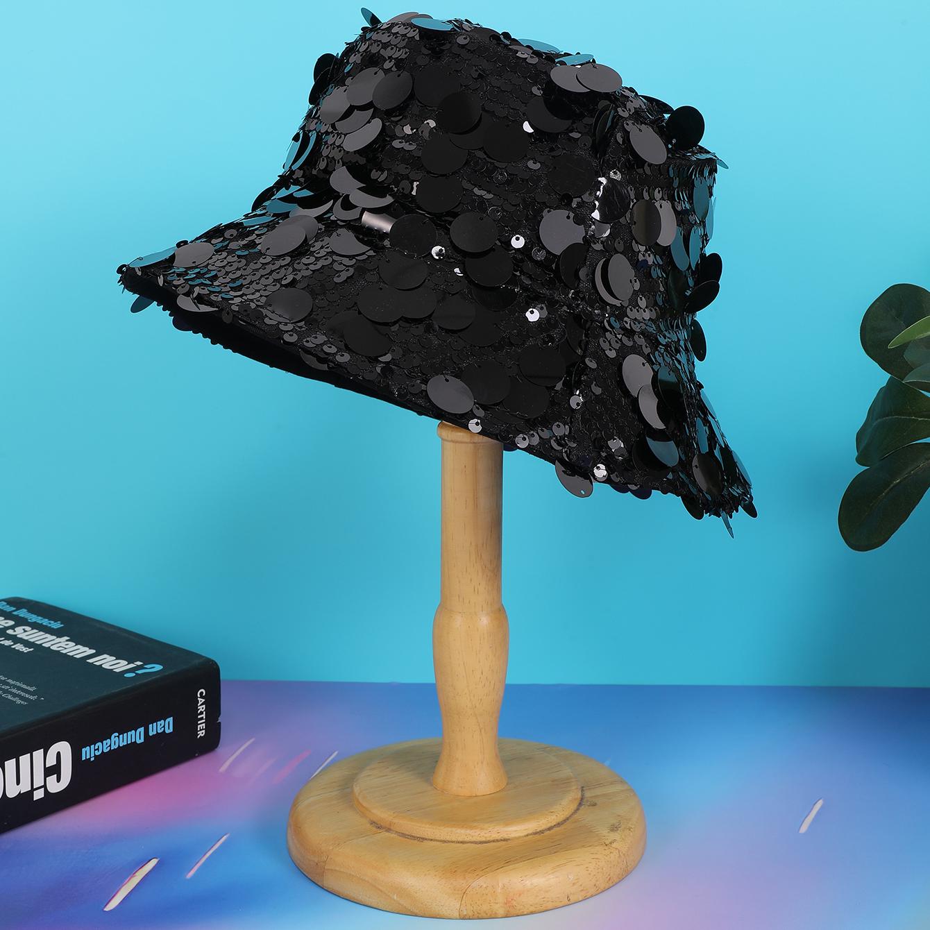 

Korean-style niche high-end full-print shiny sequined double-sided fisherman hat, fashionable and versatile basin hat One Size