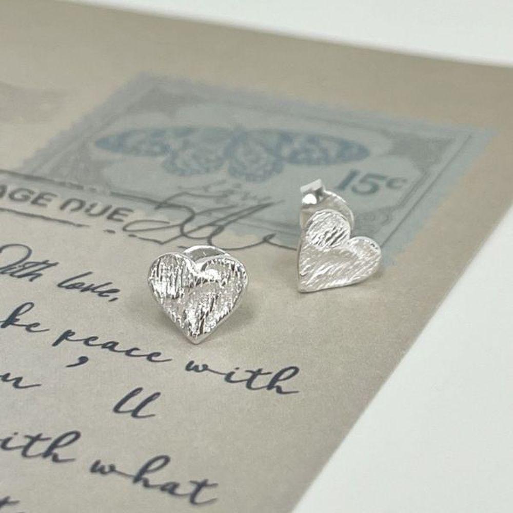 Wrinkle Heart Silver 925 Earrings_P394139347