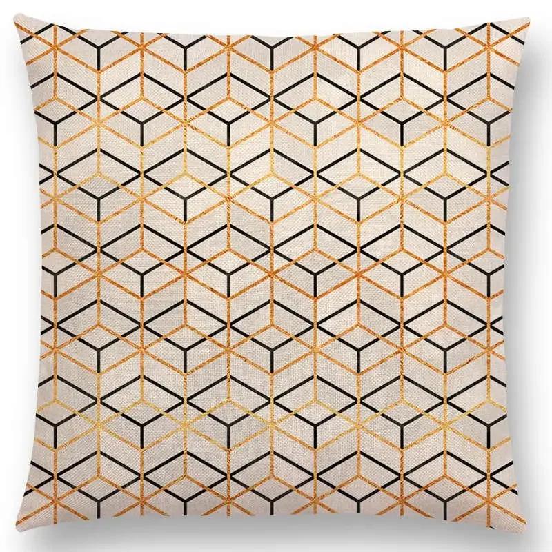 

Новые Экзотические Принты Великолепный Геометрический Узор красивый Элегантные Полосы Милая Текстура Наволочка для Домашней Подушки Чехол для Диванной Подушки 66x66cm золотистый