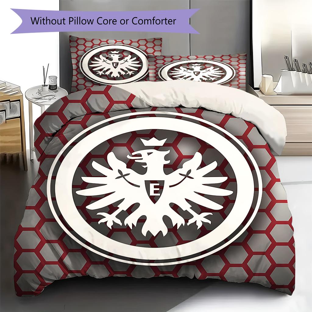 Frankfurt Football Pattern Bedding,Quilt Set Quilt Cover Pillowcase Home Birthday Gift (1 * Duvet Cover + 2 * Pillowcase, Without Core)