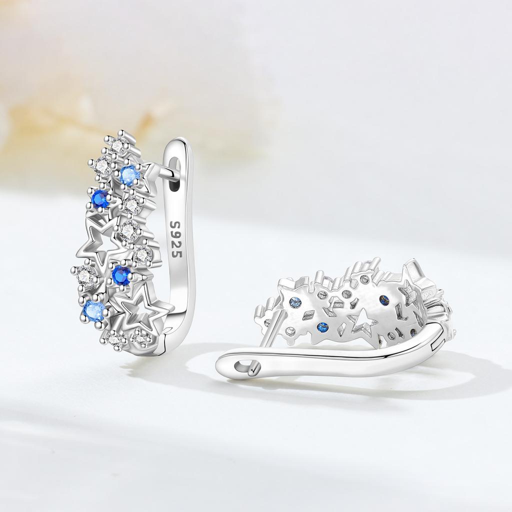 S925 Sterling Silver Blue Star River Earrings Hoop Earrings Women Jewelry Original Trendy Anniversary Gifts