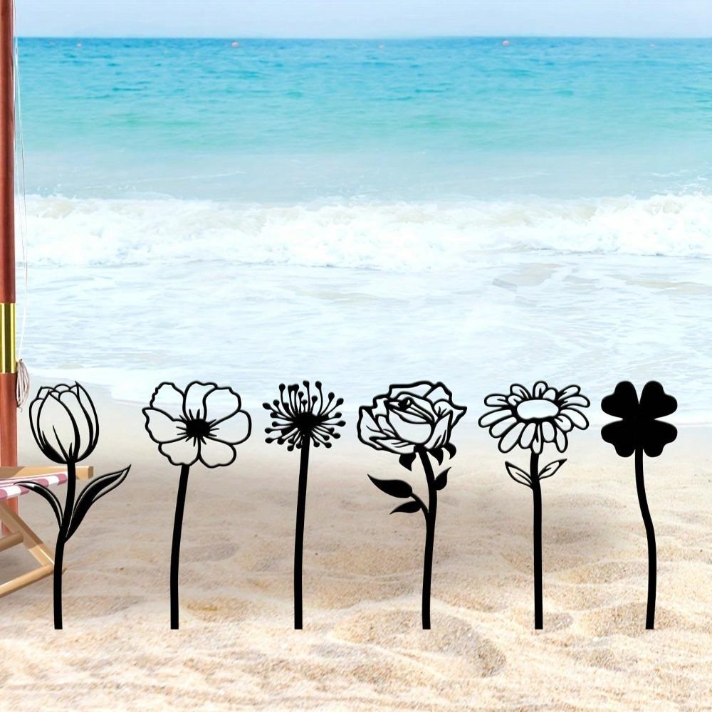 Vintage Iron Garden Stakes, Self-Standing Metal Yard Ornaments, Floral Outdoor Decor for Spring, Valentine's Day Gift, No Battery Needed