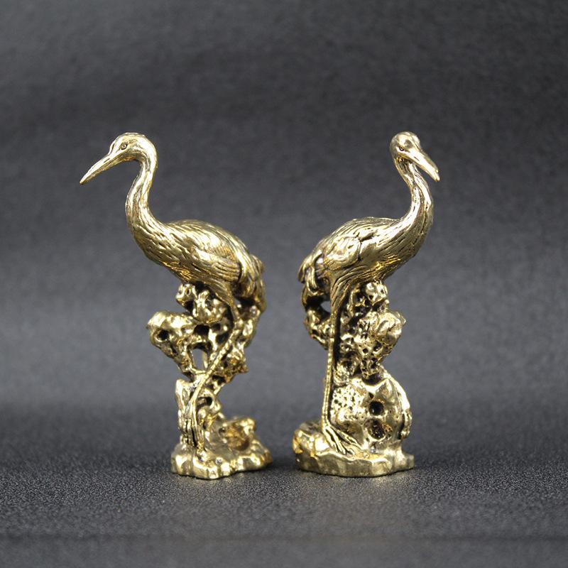 Brass old crane ornament creative home office desktop red-crowned crane crane ornament crafts brass