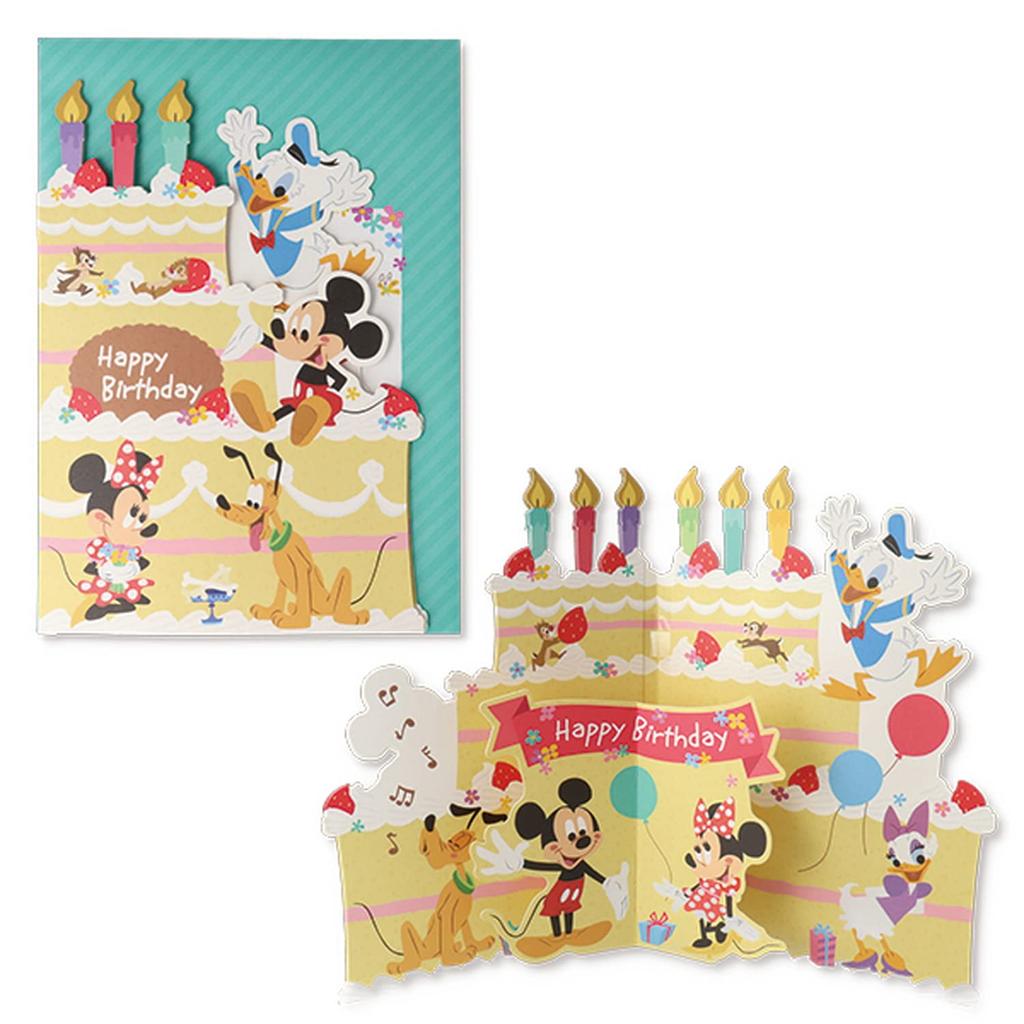 Hallmark Disney Birthday Card, Music Box Card, Mickey & Minnie Voice, Die-Cut Cake, 815059