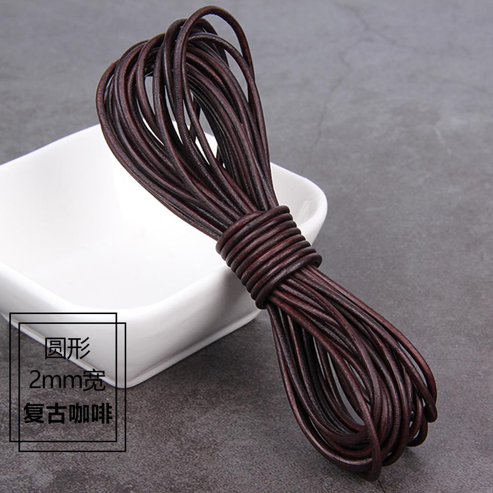 3Mm 4Mm5 Thick Retro Made Old Coffee Round Cowhide Rope Diy Material Bracelet Necklace Jewelry Rope